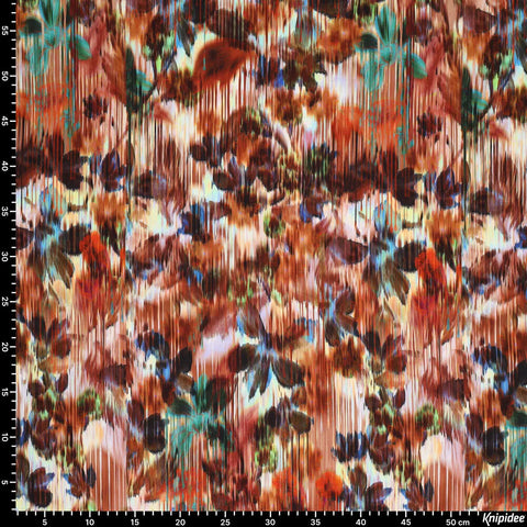 Viskose Flower Glitch Poplin Stretch