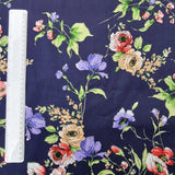 Baumwoll Satin Print Navy