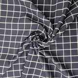 Baumwolle Popeline dunkelblau mit weißen Karos