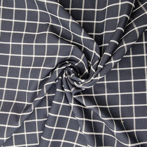 Baumwolle Popeline dunkelblau mit weißen Karos