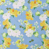 Cottage Flower stretch Satin blue