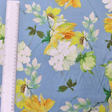 Cottage Flower stretch Satin blue