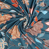 Viskose Jersey petrol Flowers