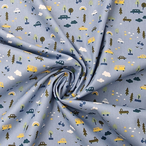Baumwolle Cars dusty blue