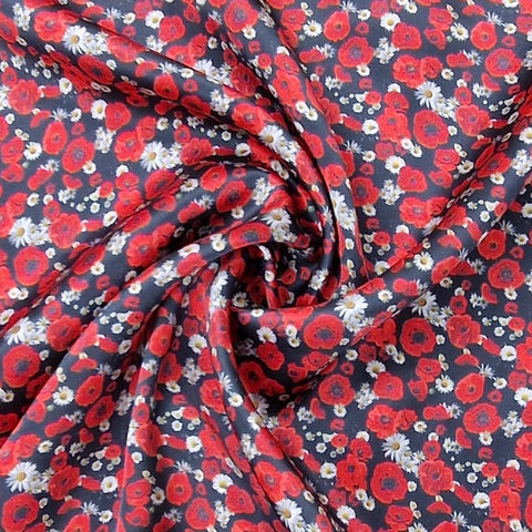 Baumwolle satin Mohn schwz