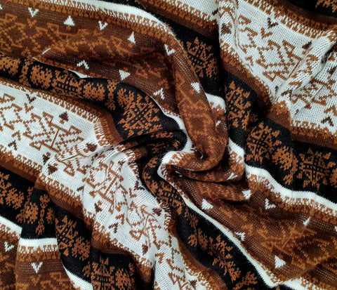Strickstoff braun weiß schwarz gemustert
