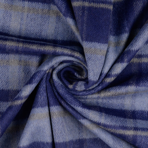 Mantelstoff / Mantelflausch karo blau