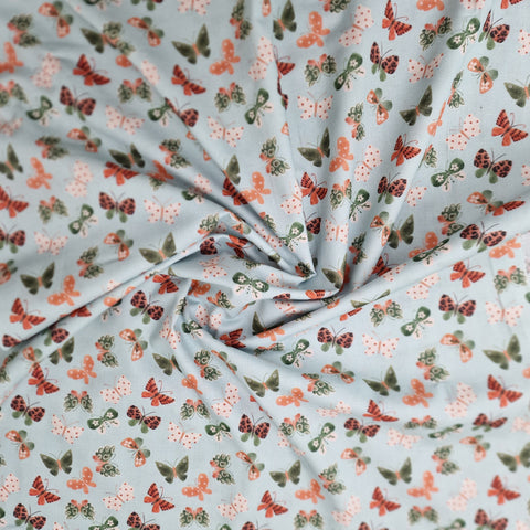 Baumwolle hellblau Schmetterlinge