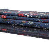 Viskose dunkelblau Blumen