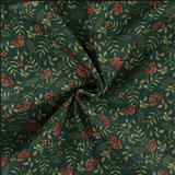 Baumwolle Poplin Holly and Berries Green