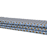 Viskose hellblau mit senfgelben Kreisen