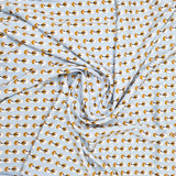 Viskose hellblau mit senfgelben Kreisen