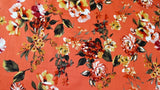 Baumwolle Stretch Satin Orange mit Blumenmuster