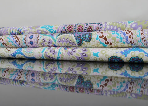 Baumwolle Stretch Satin Türkis mit Paisleymuster